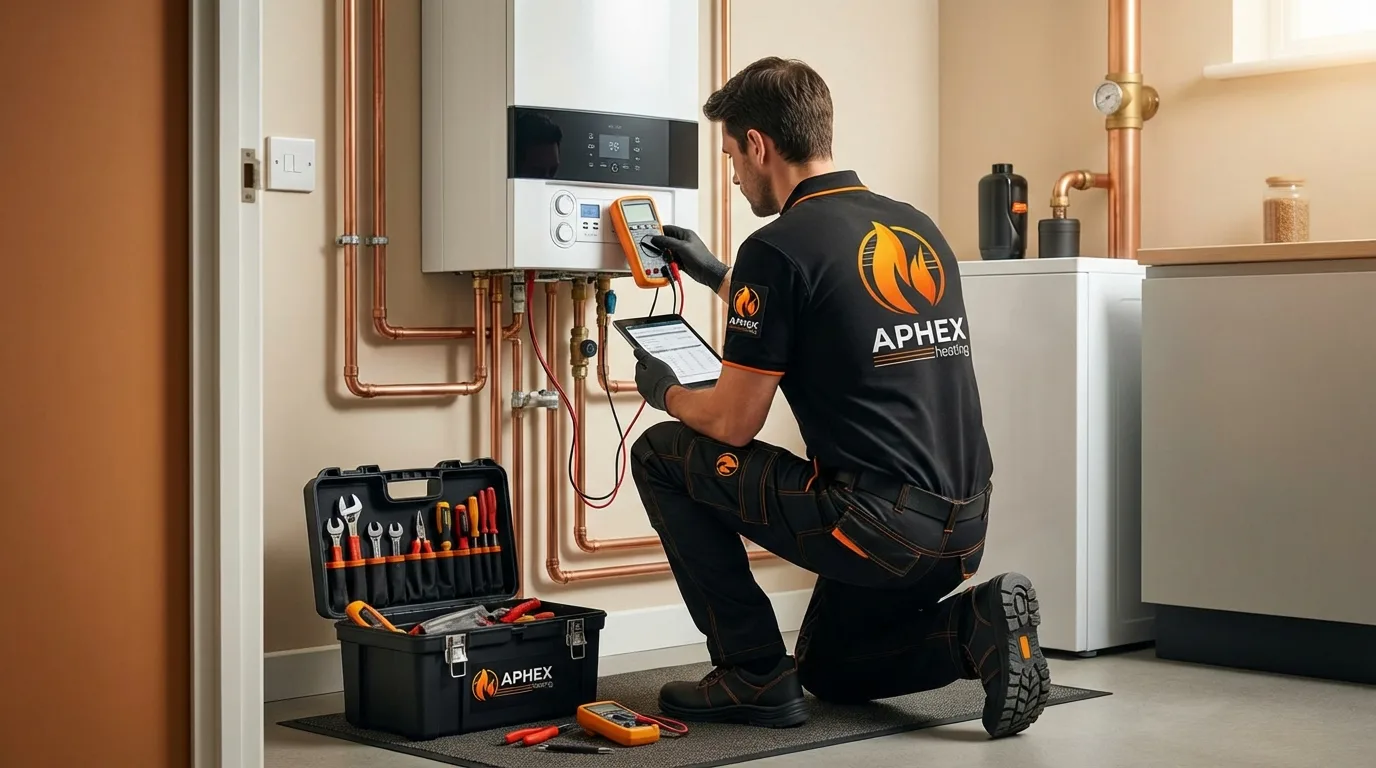 Professional heating engineer at work in St Albans