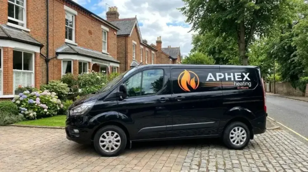 Aphex Heating branded van in St Albans